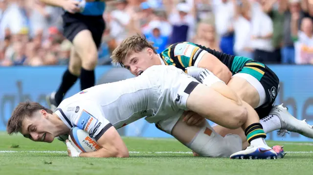 Cambell Ridl dives over for a try