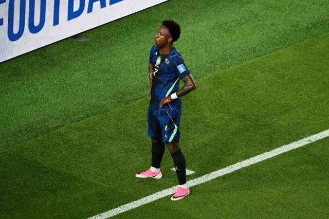 Vinicius Junior celebrates scoring his team's third goal during the 2026 World Cup Group C football match between Brazil and Haiti at the Philadelphia Stadium