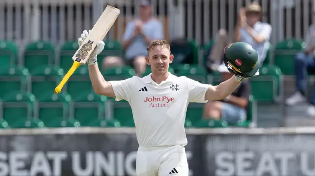 Jack Haynes acknowledging his century
