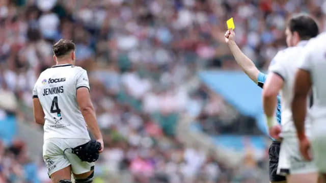Dafydd Jenkins shown a yellow card