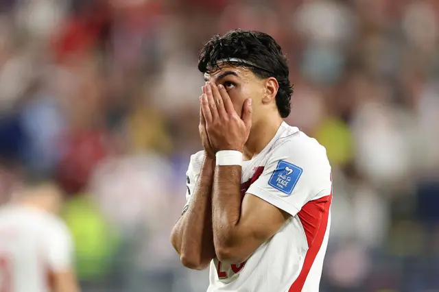 Can Uzun #26 of Turkiye reacts after a missed chance during the FIFA World Cup 2026 Group D match between Türkiye and Paraguay at San Francisco Bay Area Stadium