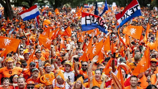 Dutch fans before the match in Houston