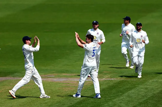 Sussex team celebrating on Day One