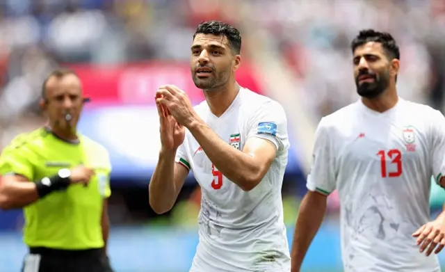 Iran's Mehdi Taremi reacts after a disallowed offside goal
