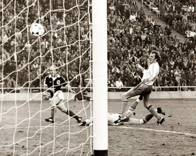 Archie Gemmill scores against the Netherlands at the 1978 World Cup finals