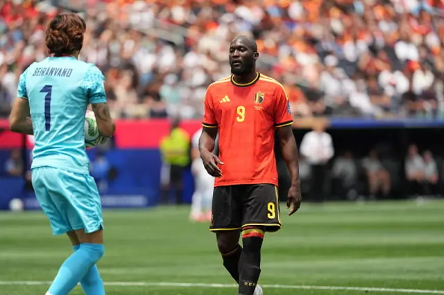Alireza Beiranvand of Iran in action against Romelu Lukaku