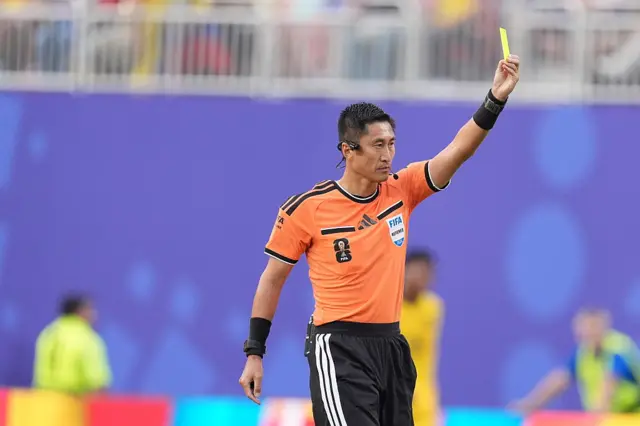 eferee Ning Ma officiates the 2026 FIFA World Cup First Stage Group E match between Ecuador and Curacao at Arrowhead Stadium (Kansas City Stadium) in Kansas City,