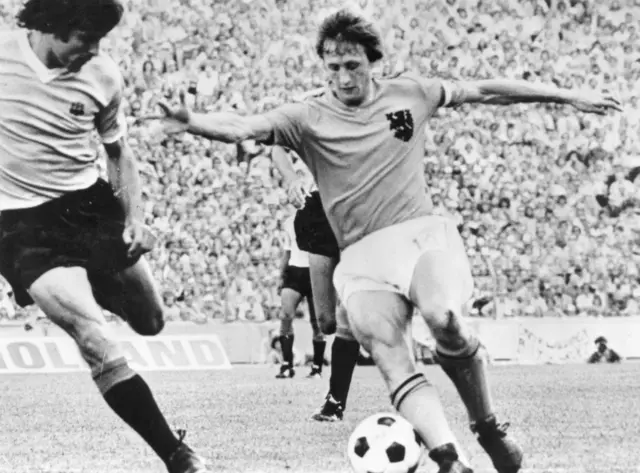 Johan Cruyff playing for the Netherlands at the 1974 World Cup