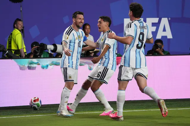 Lionel Messi celebrates