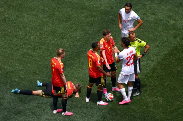 Leandro Trossard #10 of Belgium lies on the pitch