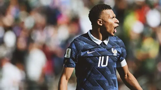 Kylian Mbappe celebrates