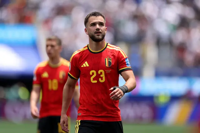 Nicolas Raskin #23 of Belgium is seen after the first half