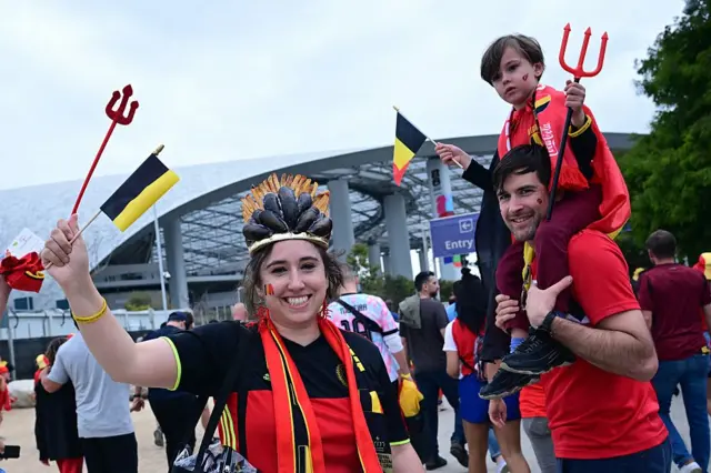 Belgium fans outside the Los Angeles Stadium