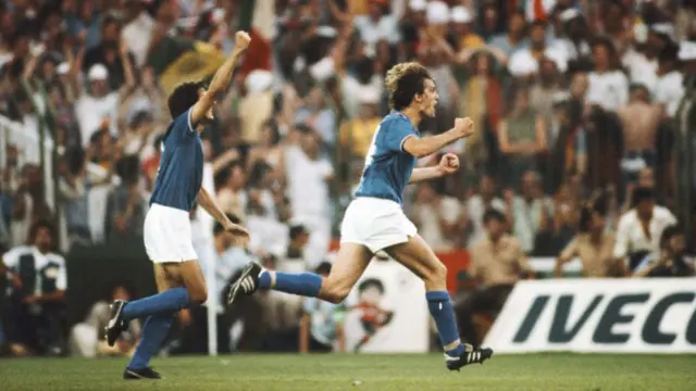 Marco Tardelli's celebration as Italy beat West Germany in the final to win the 1982 World Cup
