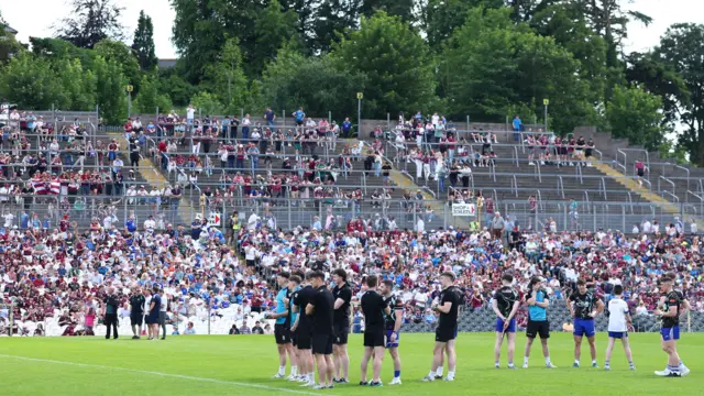 Players on the pitch at St Tiernach's Park