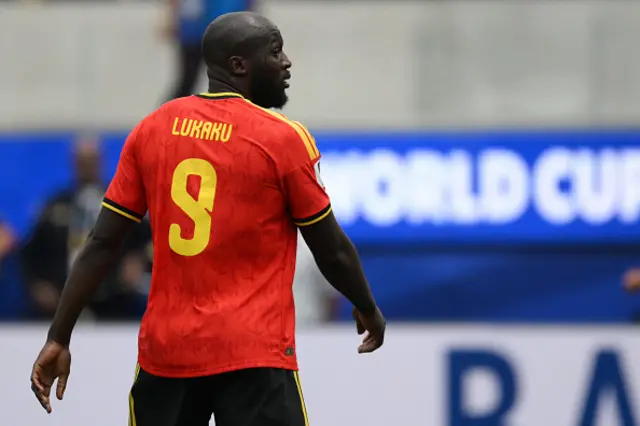 Romelu Lukaku looks on