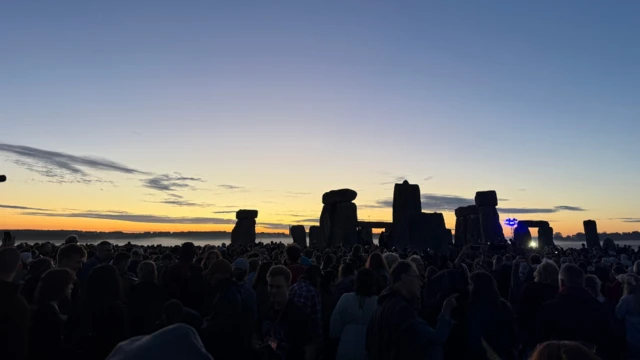 A view of sunrise at Stonehenge.