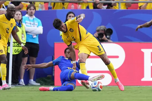 Piero Hincapie (3) of Ecuador in action against Livano Comenencia of Curacao during the 2026 FIFA World Cup First Stage Group E match between Ecuador and Curacao