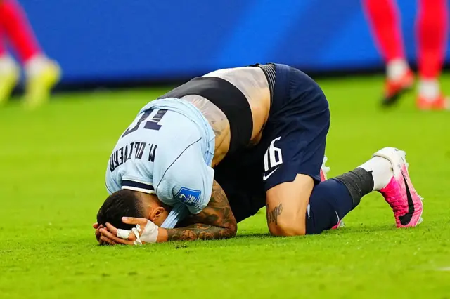 Mathias Olivera (16) of Uruguay reacts after conceding a goal during the 2026 FIFA World Cup First Stage Group H match between Uruguay and Cape Verde