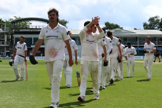 Leicestershire walking off the pitch