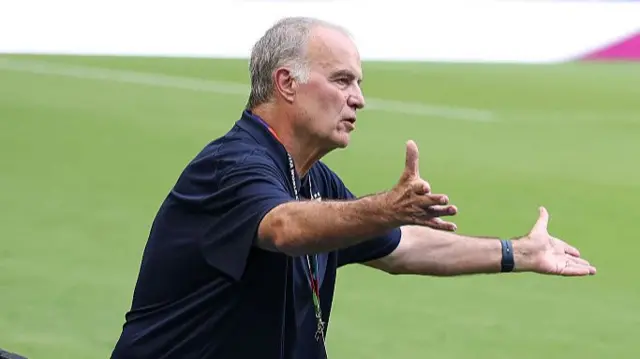 Marcelo Bielsa, Head Coach of Uruguay, reacts during the FIFA World Cup 2026 Group H match between Uruguay and Cabo Verde