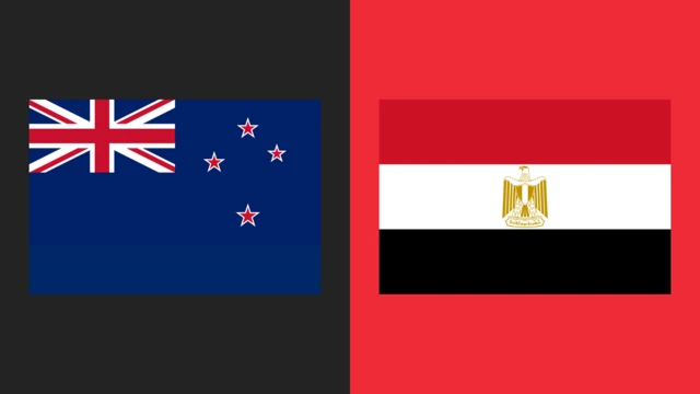 New Zealand v Egypt flag graphic