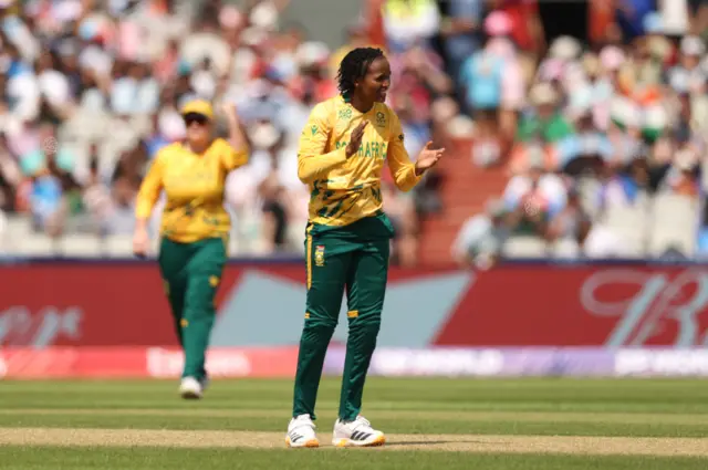 Ayabonga Khaka celebrates a wicket