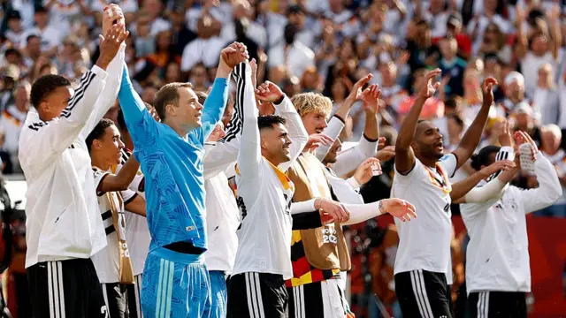 Germany team celebrate after beating Ivory Coast