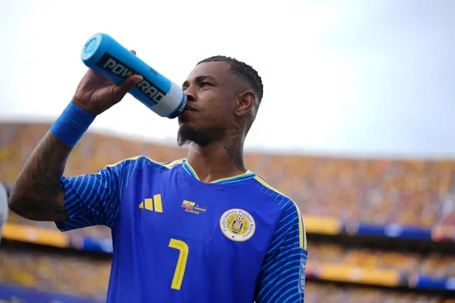Juninho Bacuna (7) of Curacao in action during the 2026 FIFA World Cup First Stage Group E match between Ecuador and Curacao at Arrowhead Stadium