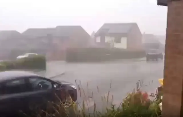 Road turns into rivers as heavy rain hits