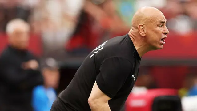 Hossam Hassan, Head Coach of Egypt, reacts during the FIFA World Cup 2026 Group G match between New Zealand and Egypt at BC Place Vancouver
