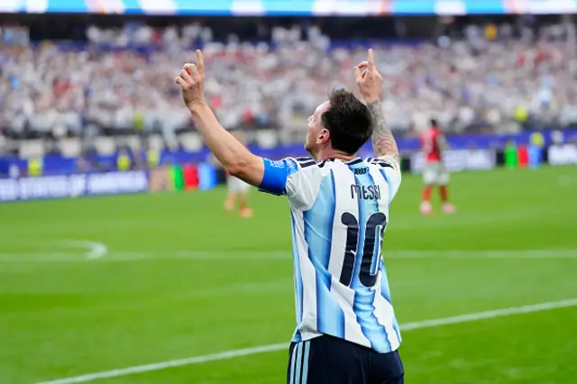 Lionel Messi of Argentina celebrates