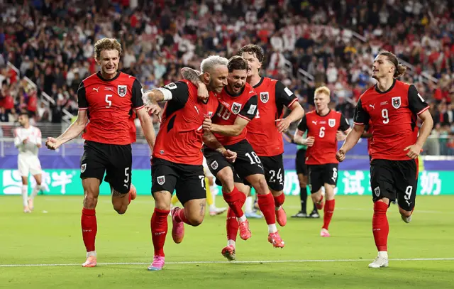 Austria players celebrating