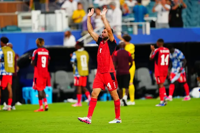 Roberto âPicoâ Lopes of Cape Verde celebrates with the fans after the 2026 FIFA World Cup First Stage Group H match between Uruguay and Cape Verde at the Hard Rock Stadium