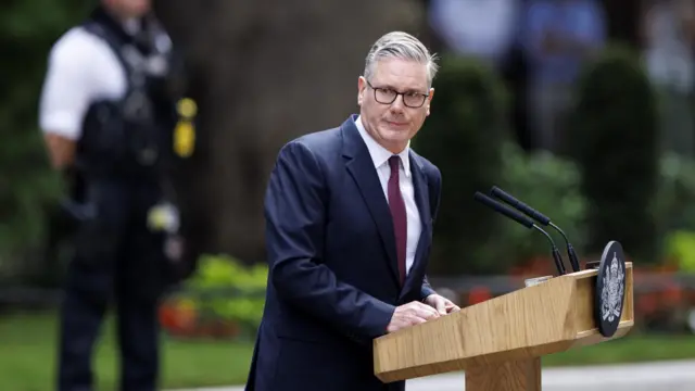 British Prime Minister Keir Starmer reacts as finishes his resignation statement in Downing Street, London, Britain, 22 June 2026