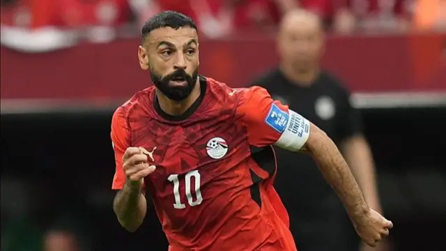 Mohamed Salah (10) of Egypt in action during the 2026 FIFA World Cup Group G match between New Zealand and Egypt at BC Place Stadium in Vancouver, Canada