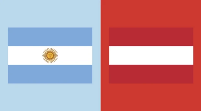 Argentina and Austria flags side by side