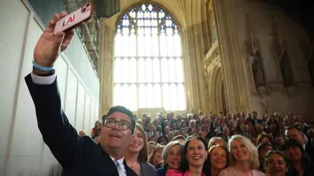 Andy Burnham takes a selfie with Labour MPs