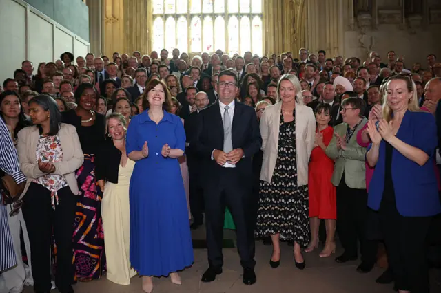 Andy Burnham poses with Labour MPs at Westminster