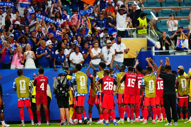 Players of Cape Verde celebrate with the fans after the 2026 FIFA World Cup First Stage Group H match between Uruguay and Cape Verde at the Hard Rock Stadium