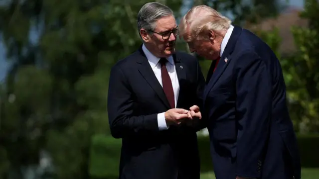 Donald Trump and Keir Starmer pictured at the G7 in France last week