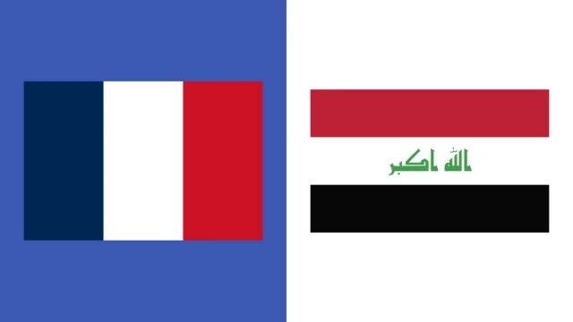 France v Iraq flag graphic