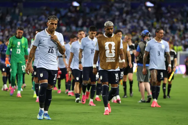 Uruguay players walk off