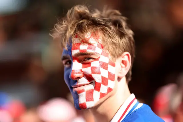 Croatia fan with face painted