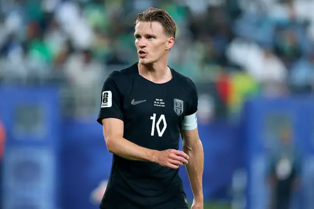 Martin Odegaard of Norway looks on during the FIFA World Cup 2026 Group I match between Norway and Senegal at New York New Jersey Stadium