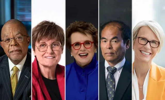 (l-r) Prof Henry Louis Gates Jr, Prof Katalin Karikó, Billie Jean King, Professor Shuji Nakamura, Dame Emma Walmsley