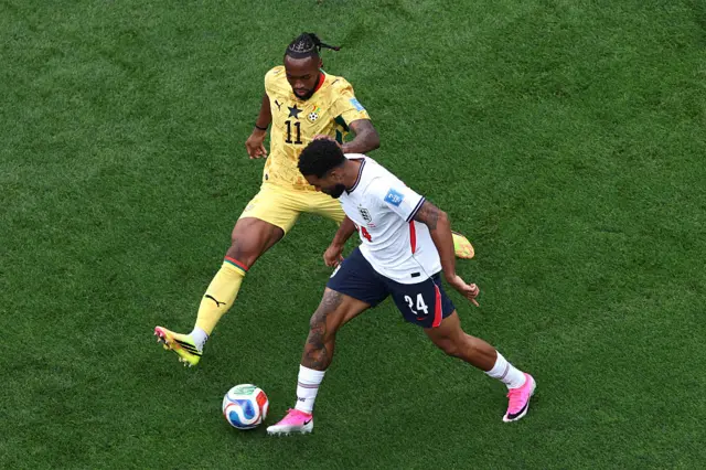Reece James #24 of England controls the ball against Antoine Semenyo