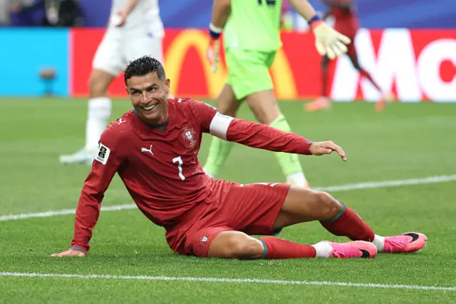 Cristiano Ronaldo #7 of Portugal reacts
