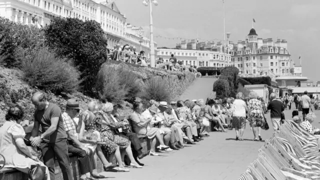 Holidaymakers enjoying themselves at Eastbourne, East Sussex, during the summer of 1976, 19th June 1976