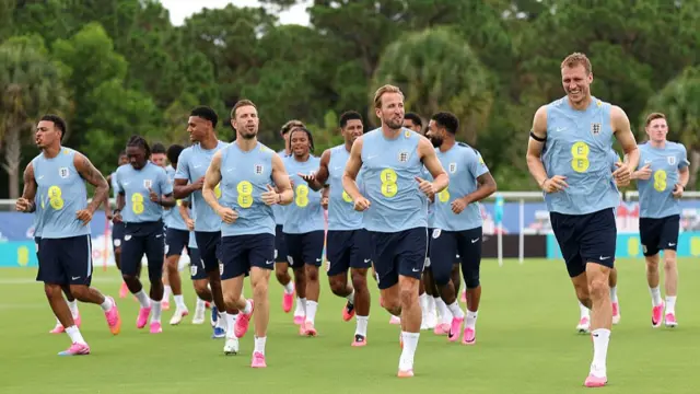 England players in training